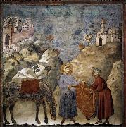GIOTTO di Bondone St Francis Giving his Mantle to a Poor Man oil on canvas
